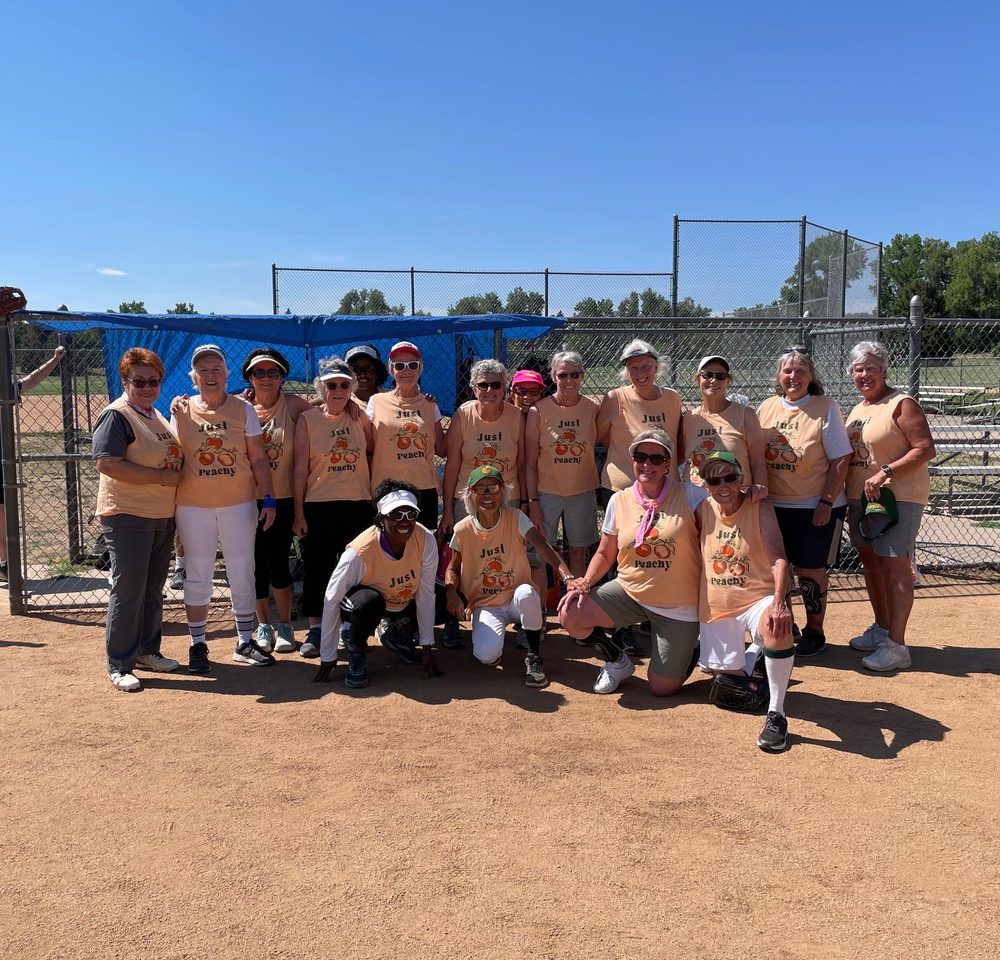 Denver, Bible Park, Summer 2022, Peaches Practice., Thx to Debra and Sandy L we all now have Peachy T's and of course we will forever be Just Peachy (referenced by Kim Chistensen - on 9news broadcast of storyteller's - October 2022 - piece on Maggie and the Peaches)