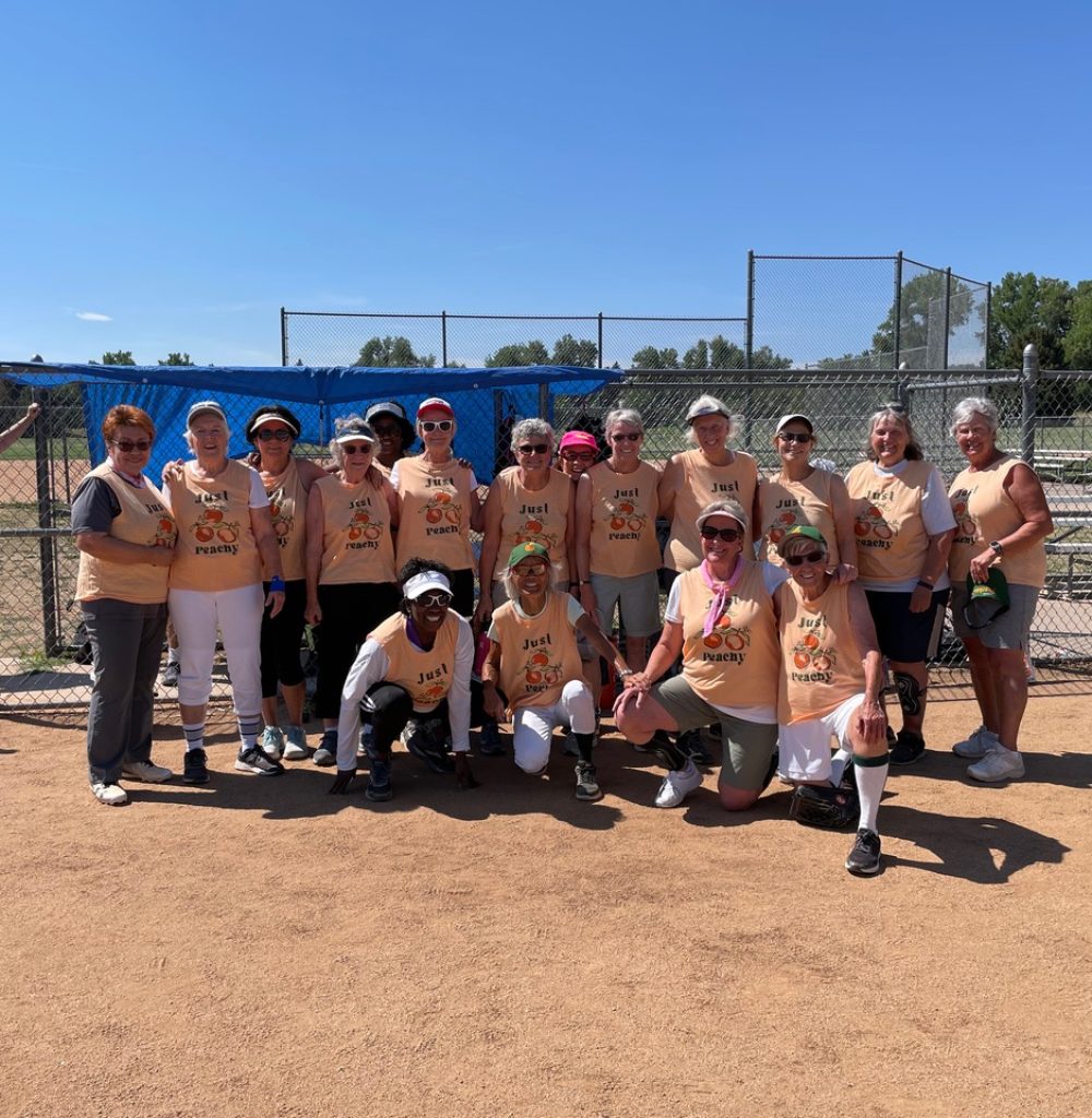 Denver, Bible Park, Summer 2022, Peaches Practice., Thx to Debra and Sandy L we all now have Peachy T's and of course we will forever be Just Peachy (referenced by Kim Chistensen - on 9news broadcast of storyteller's - October 2022 - piece on Maggie and the Peaches)